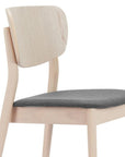 Set of Two Gray And Natural Faux Linen And Wood Open Back Dining Side Chairs