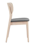 Set of Two Gray And Natural Faux Linen And Wood Open Back Dining Side Chairs