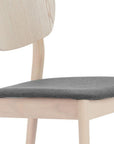 Set of Two Gray And Natural Faux Linen And Wood Open Back Dining Side Chairs