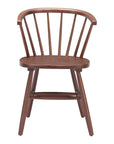 Set of Two Walnut And Brown Solid Wood Windsor Back Dining Side Chairs