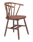 Set of Two Walnut And Brown Solid Wood Windsor Back Dining Side Chairs