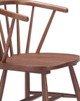 Set of Two Walnut And Brown Solid Wood Windsor Back Dining Side Chairs