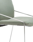 Set of Two Green And Silver Faux Linen And Wood Dining Side Chairs