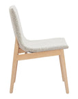 Set of Two Gray And Natural Fabric And Solid Wood Dining Side Chairs