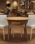 Set of Two Gray And Natural Fabric And Solid Wood Dining Side Chairs