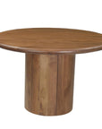 Five Piece Brown Round Solid Wood Dining Set with Four Chairs