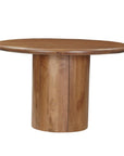 Five Piece Brown Round Solid Wood Dining Set with Four Chairs