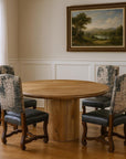 Five Piece Brown Round Solid Wood Dining Set with Four Chairs