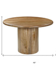 Five Piece Brown Round Solid Wood Dining Set with Four Chairs