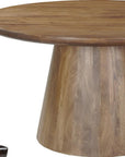 Five Piece Brown Round Solid Wood Dining Set with Four Chairs