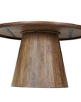 Five Piece Brown Round Solid Wood Dining Set with Four Chairs
