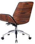 Black Rosewood and Silver Adjustable Height Swivel Rolling Conference Office Chair