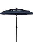 10' Dark Blue Polyester Octagonal Tilt Lighted Market Patio Umbrella