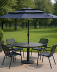 10' Dark Blue Polyester Octagonal Tilt Lighted Market Patio Umbrella