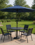 9' Dark Blue Polyester Octagonal Tilt Market Patio Umbrella