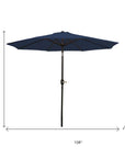 9' Dark Blue Polyester Octagonal Tilt Market Patio Umbrella