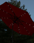 9' Red Polyester Octagonal Tilt Lighted Market Patio Umbrella