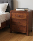 24" Chestnut Solid Wood Three Drawer Nightstand