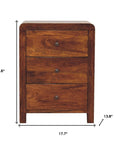 24" Chestnut Solid Wood Three Drawer Nightstand