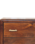 32" Brown Solid Wood Two Drawer Nightstand With Leather Shelf