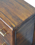 32" Brown Solid Wood Two Drawer Nightstand With Leather Shelf
