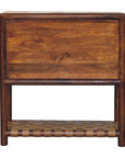 32" Brown Solid Wood Two Drawer Nightstand With Leather Shelf