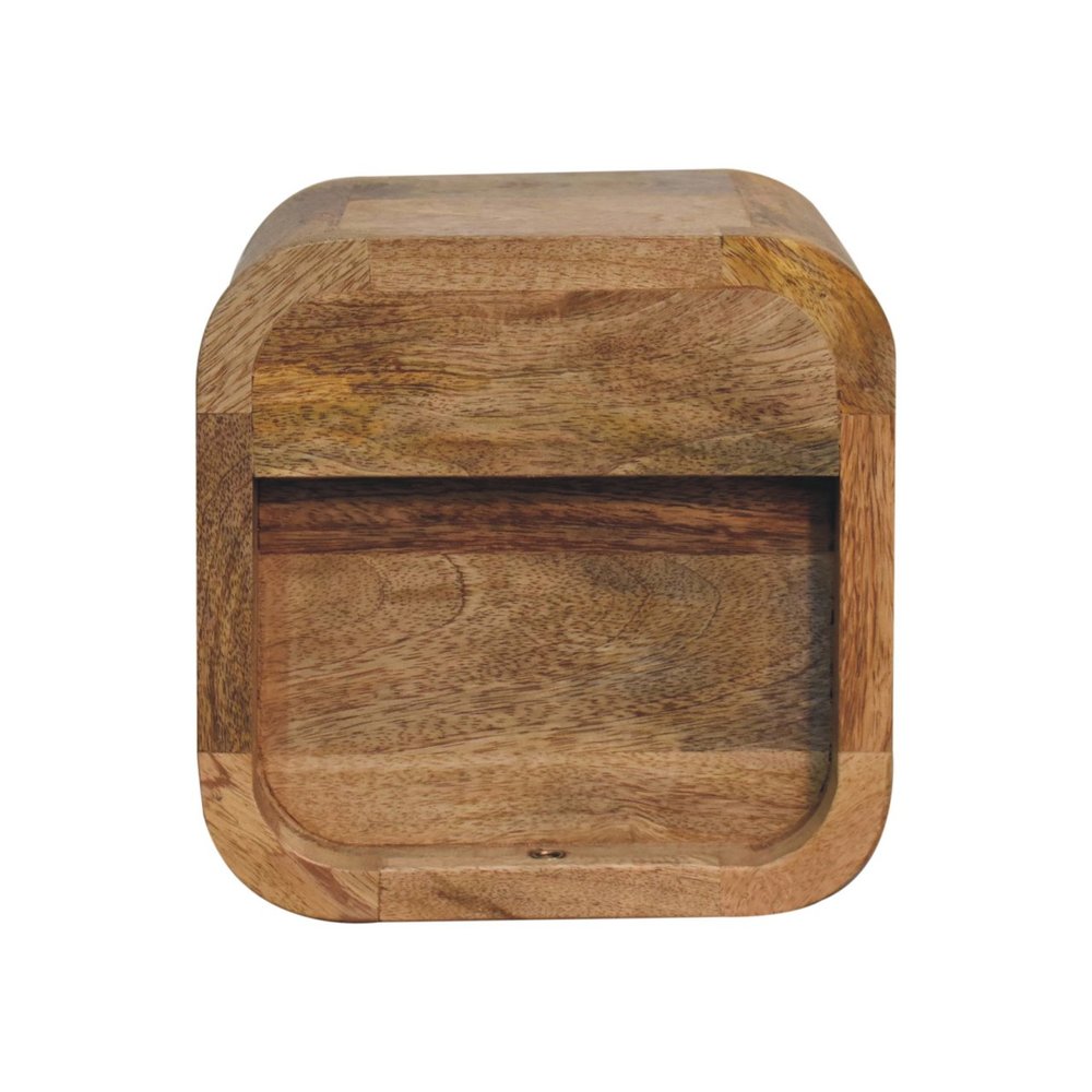 8" Oak Solid Wood Square One Drawer Nightstand