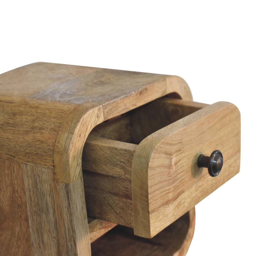 8" Oak Solid Wood Square One Drawer Nightstand