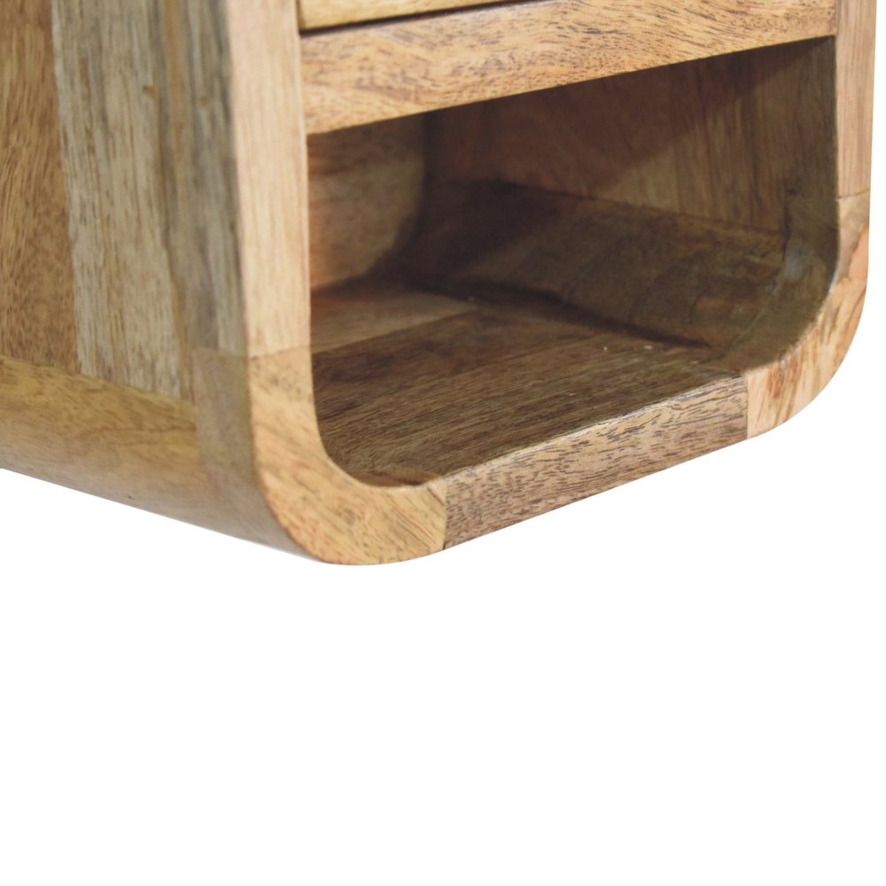 8" Oak Solid Wood Square One Drawer Nightstand