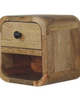 8" Oak Solid Wood Square One Drawer Nightstand
