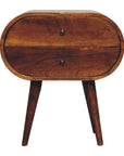 24" Chestnut Solid Wood Oval Two Drawer Nightstand