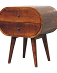 24" Chestnut Solid Wood Oval Two Drawer Nightstand