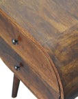 24" Chestnut Solid Wood Oval Two Drawer Nightstand
