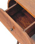 24" Chestnut Solid Wood Oval Two Drawer Nightstand
