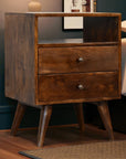 24" Chestnut Solid Wood Two Drawer Nightstand