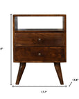 24" Chestnut Solid Wood Two Drawer Nightstand