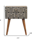 23" Black Ivory And Light Brown Solid Wood Geometric Bone Inlay Two Drawer Nightstand