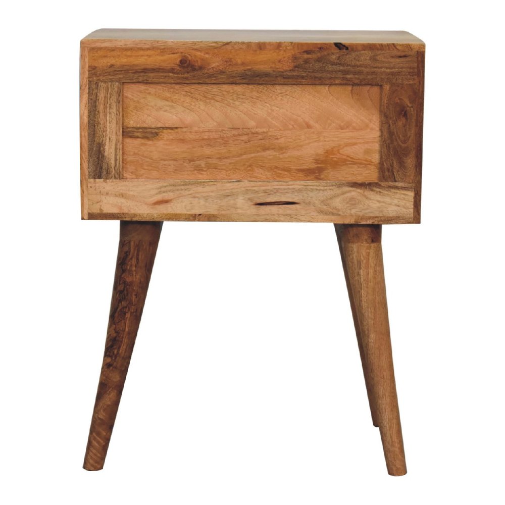 23" Black Ivory And Light Brown Solid Wood Geometric Bone Inlay Two Drawer Nightstand