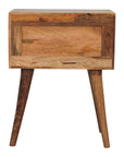 23" Black Ivory And Light Brown Solid Wood Geometric Bone Inlay Two Drawer Nightstand