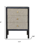 24" Gray And Black Solid Wood And Faux Shagreen Three Drawer Nightstand
