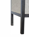 24" Gray And Black Solid Wood And Faux Shagreen Three Drawer Nightstand