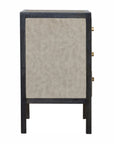 24" Gray And Black Solid Wood And Faux Shagreen Three Drawer Nightstand
