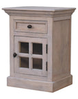 24" Gray Solid Wood And Glass Distressed Two Drawer Nightstand