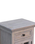 24" Gray Solid Wood And Glass Distressed Two Drawer Nightstand