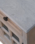 24" Gray Solid Wood And Glass Distressed Two Drawer Nightstand