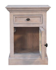 24" Gray Solid Wood And Glass Distressed Two Drawer Nightstand