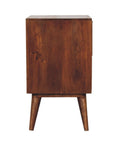 24" Chestnut Solid Wood Square Carved Geometric Two Drawer Nightstand