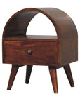 24" Chestnut Solid Wood Oval Top One Drawer Nightstand