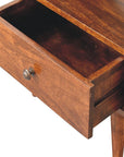 24" Chestnut Solid Wood Oval Top One Drawer Nightstand