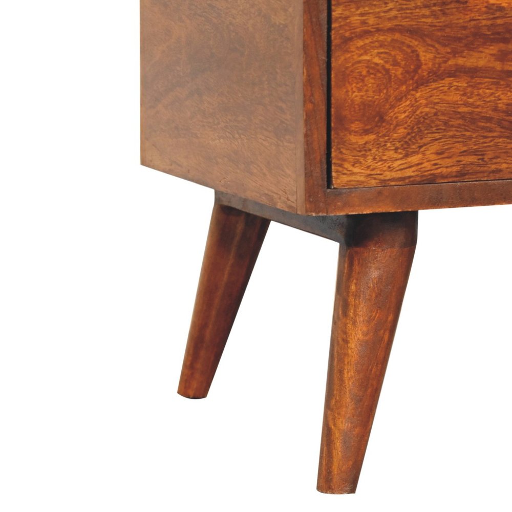 24" Chestnut Solid Wood Oval Top One Drawer Nightstand